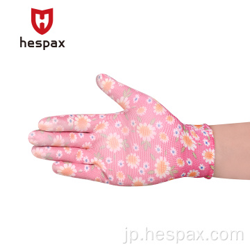 Hespax軽量の花柄の非滑りの家事手袋